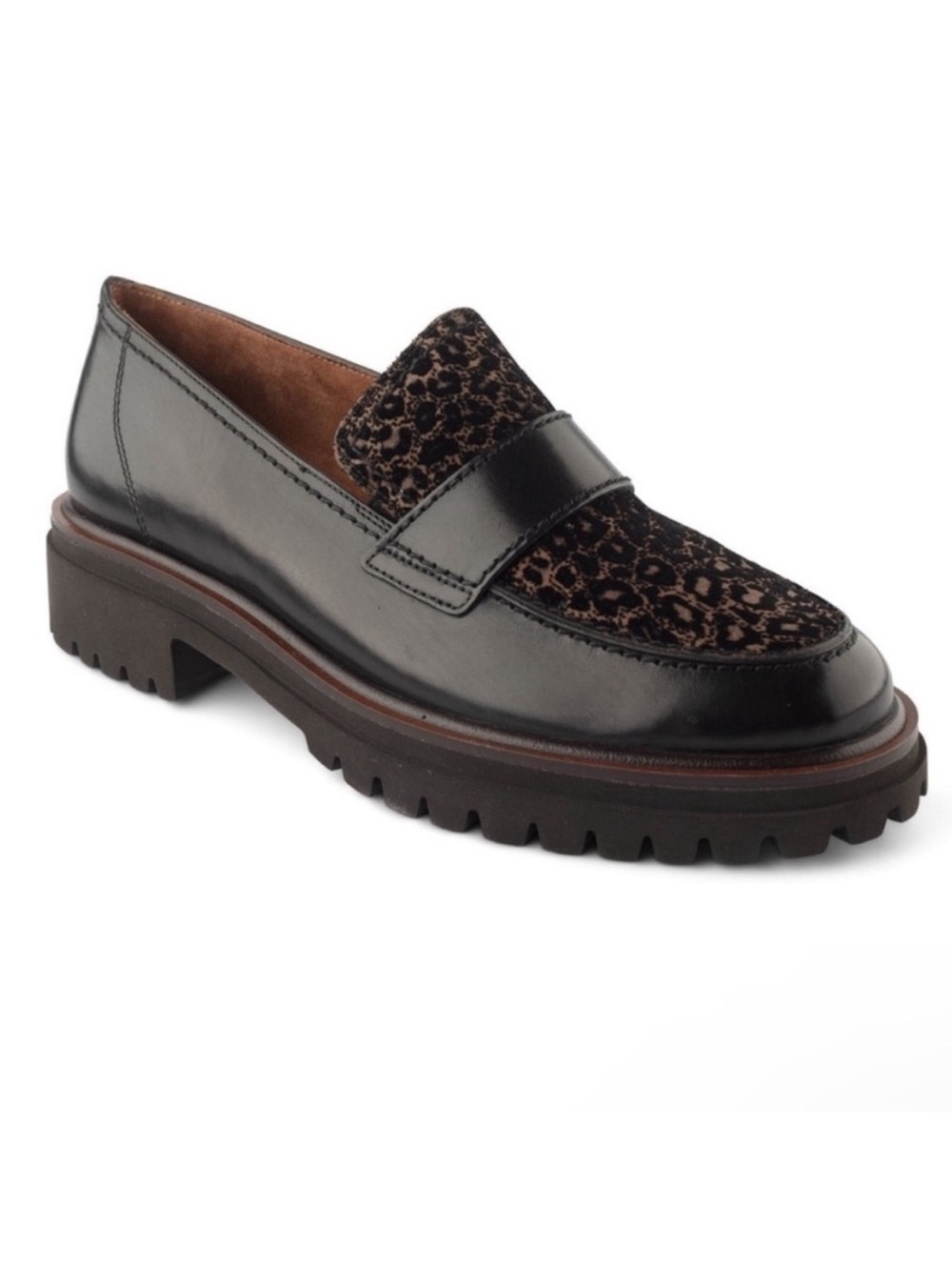 Paul Green Natasha Leather Loafer Flats in Leo Black Sz 6.5